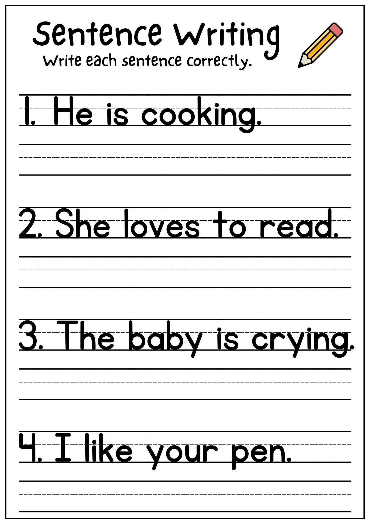 Free Kindergarten Writing Sentences Worksheets - Active Little intended for Free Printable Sentence Writing Worksheets