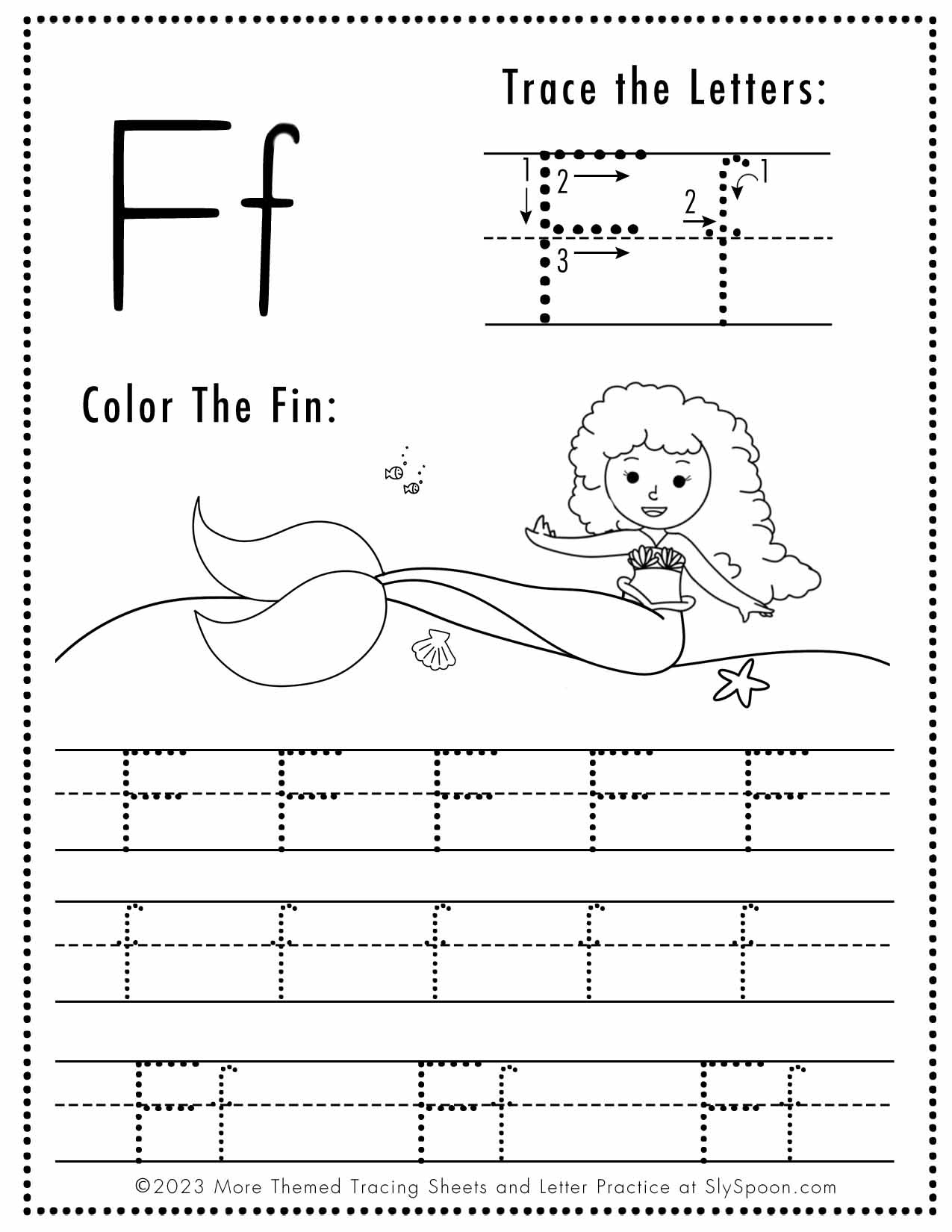 Free Letter F Tracing Worksheets - Sly Spoon for Free Printable Letter F Tracing Worksheets
