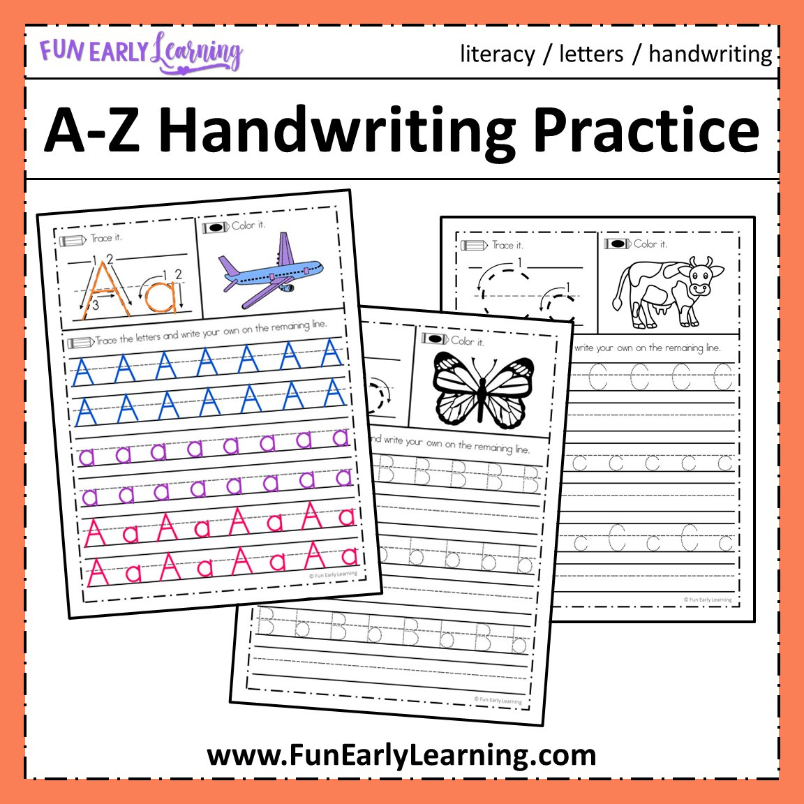 Free Letter Tracing Worksheets – A-Z Handwriting Practice – Fun within Free Kindergarten Printable Worksheets Handwriting