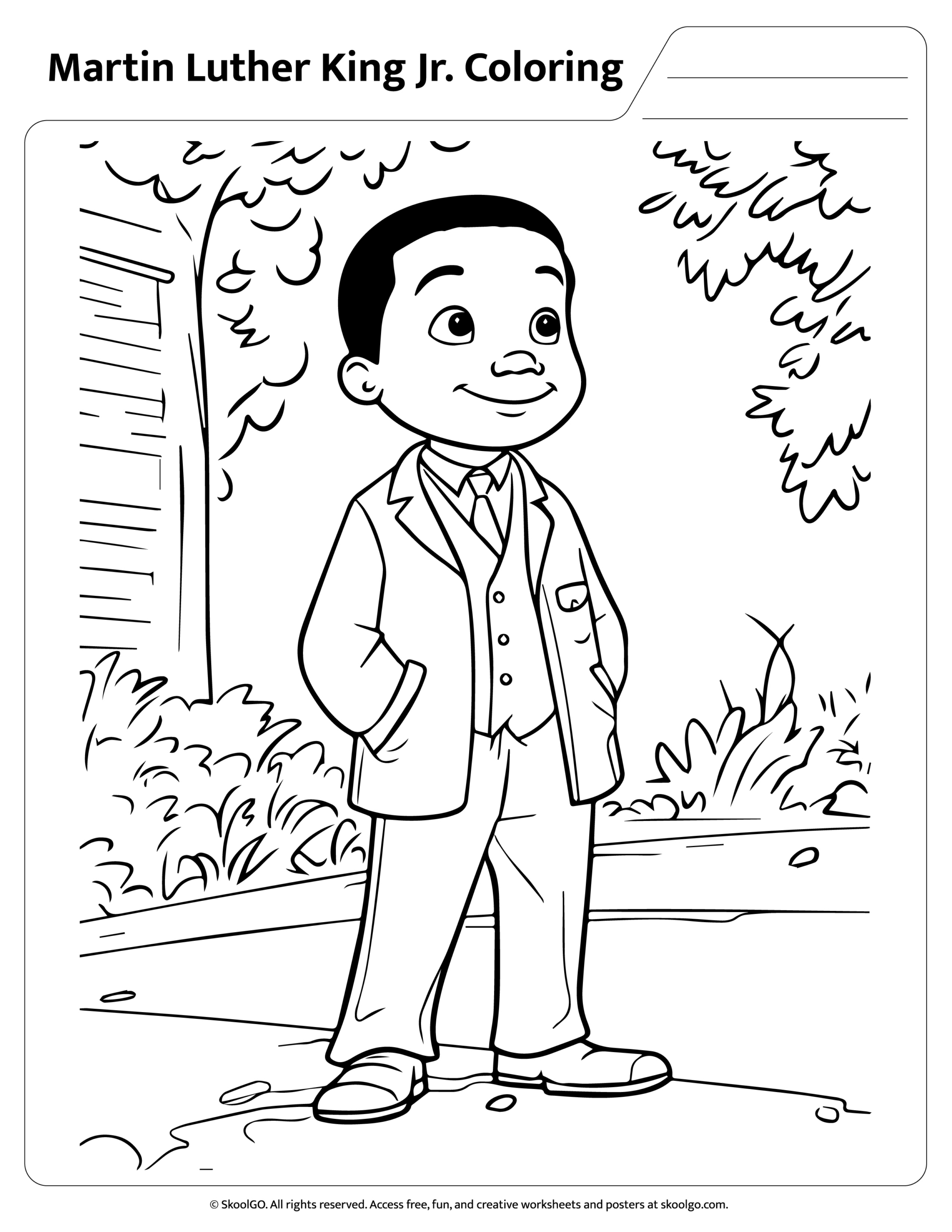 Free Martin Luther King Jr. Coloring Page For Kids with Free Printable Martin Luther King Jr Worksheets For Kindergarten
