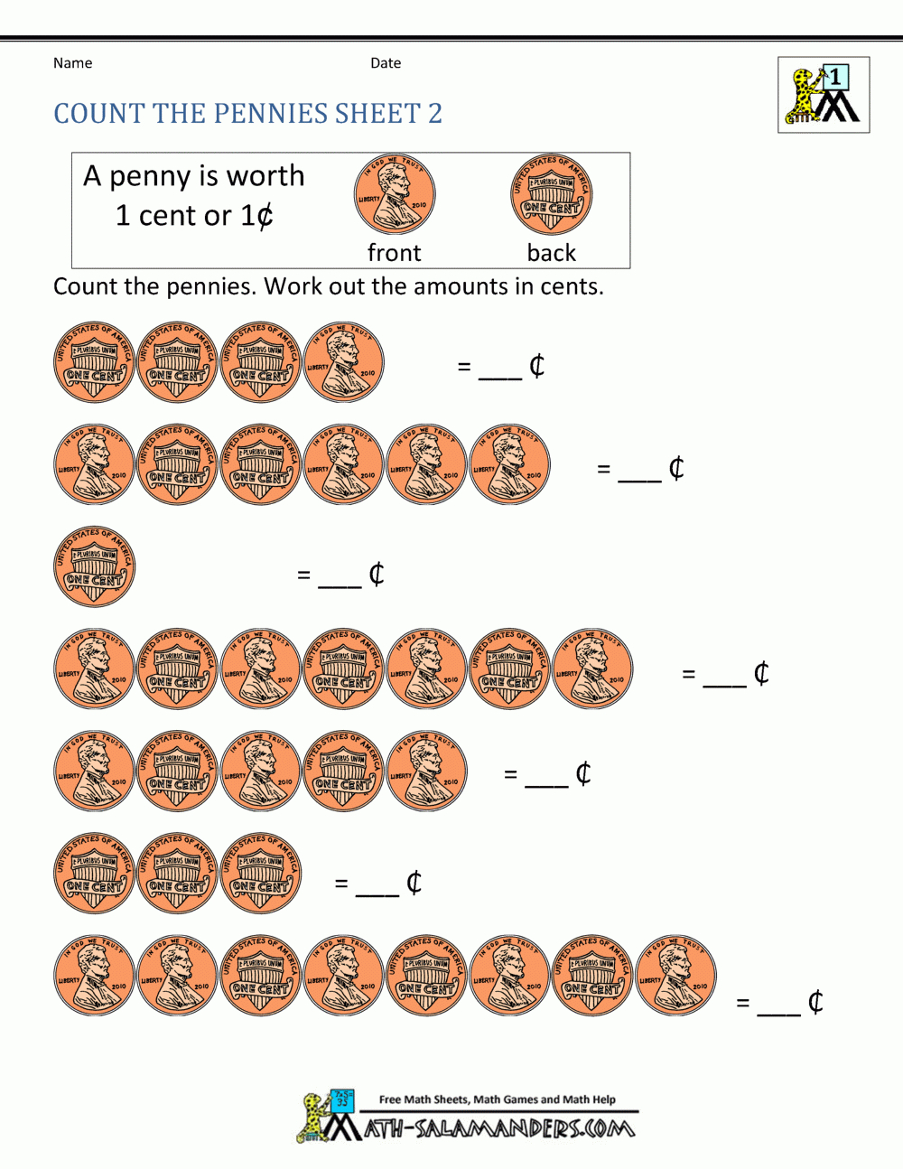Free Math Money Worksheets 1St Grade regarding Free Printable Counting Coins Worksheets