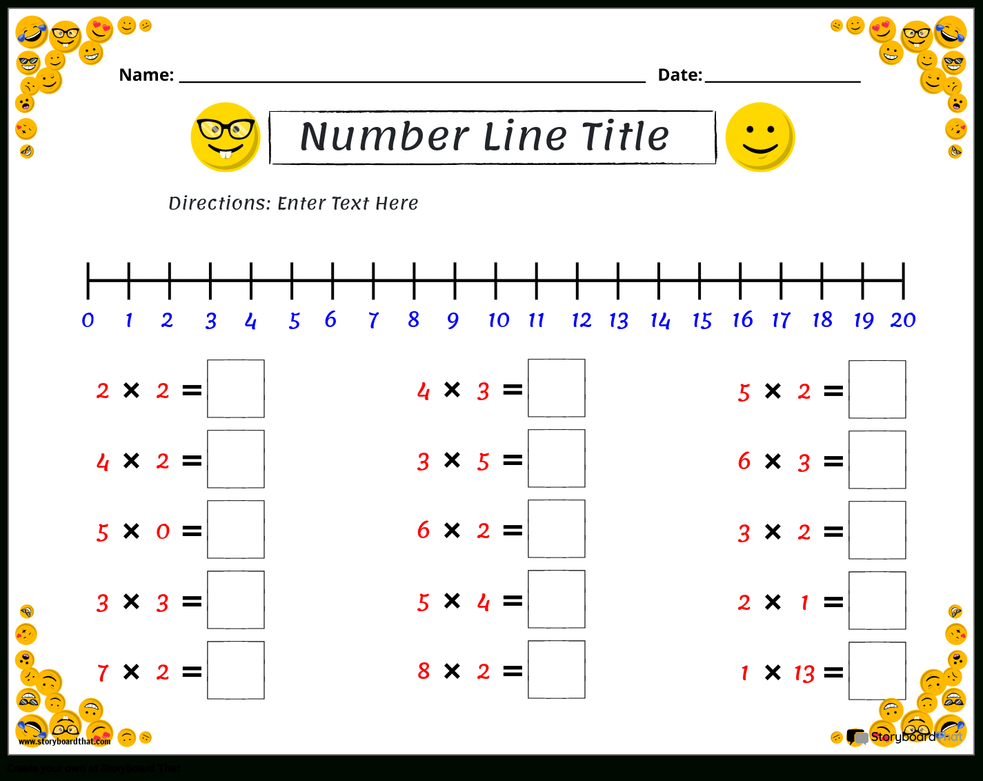 Free Math Number Line Worksheets | Storyboard That within Free Printable Number Line Worksheets