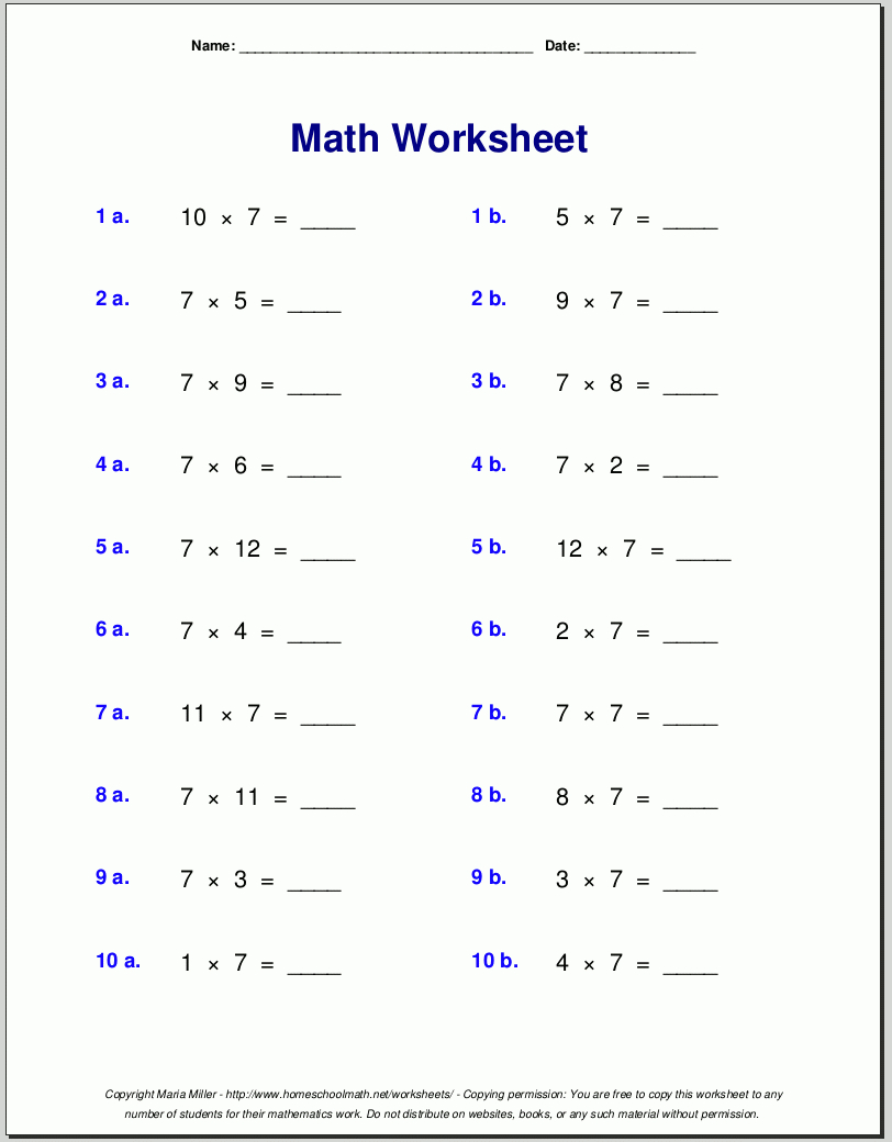 Free Math Worksheets within Free Math Worksheets For 7Th Graders Printable
