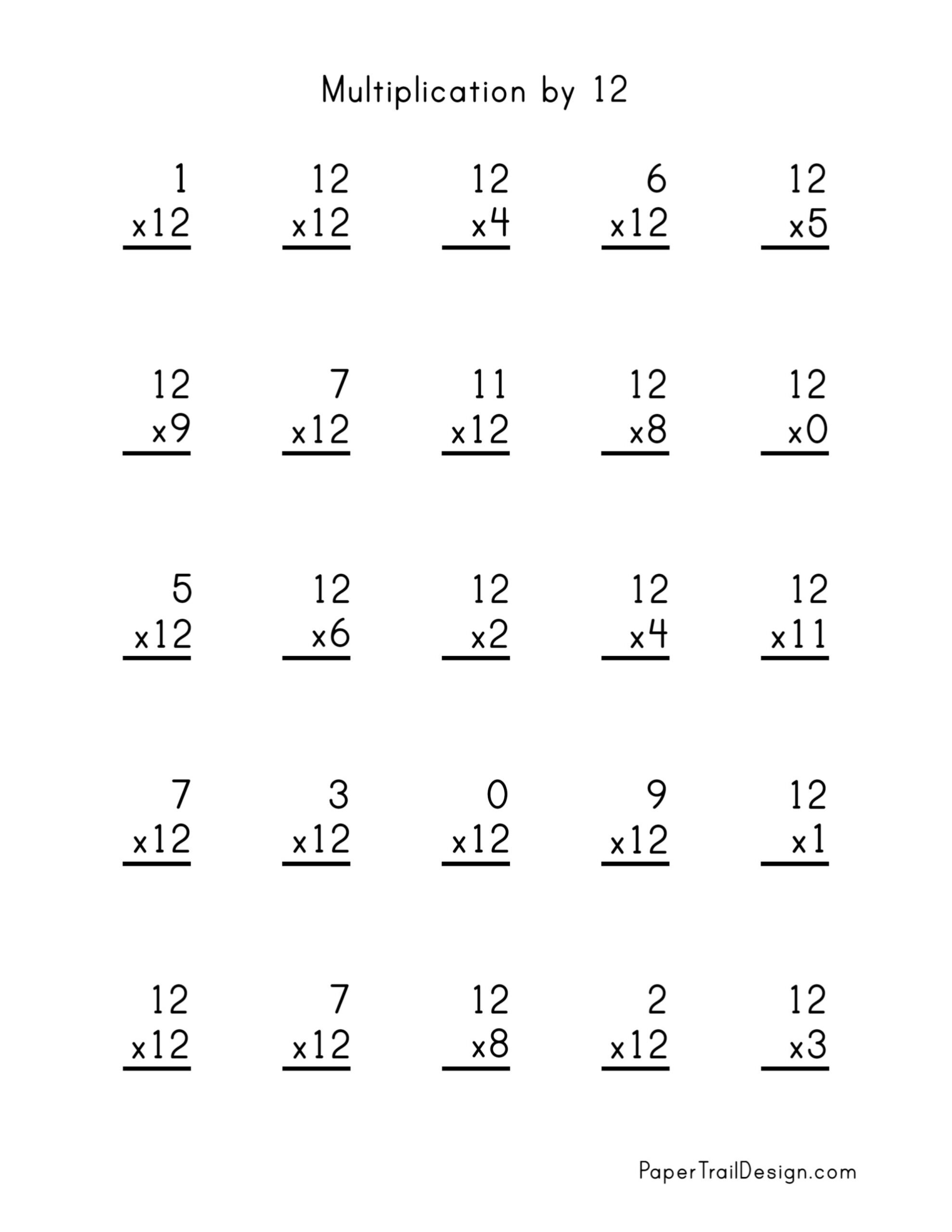 Free Multiplication Worksheets 1-12 - Paper Trail Design with regard to Free Printable Multiplication Worksheets 1-12