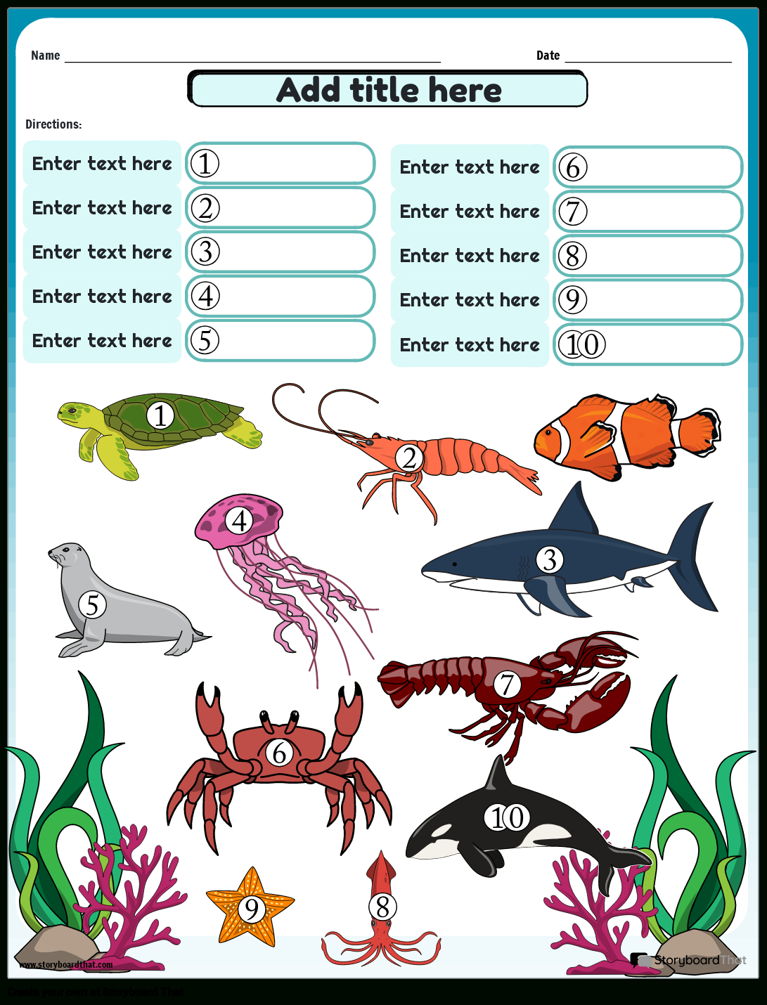 Free Ocean Worksheets: Storyboard That Activities For Kids within Free Printable Under the Sea Worksheets