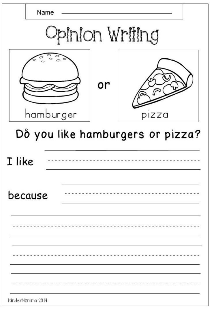 Free Opinion Writing Worksheet - Kindermomma in Free Printable 2nd Grade Writing Worksheets