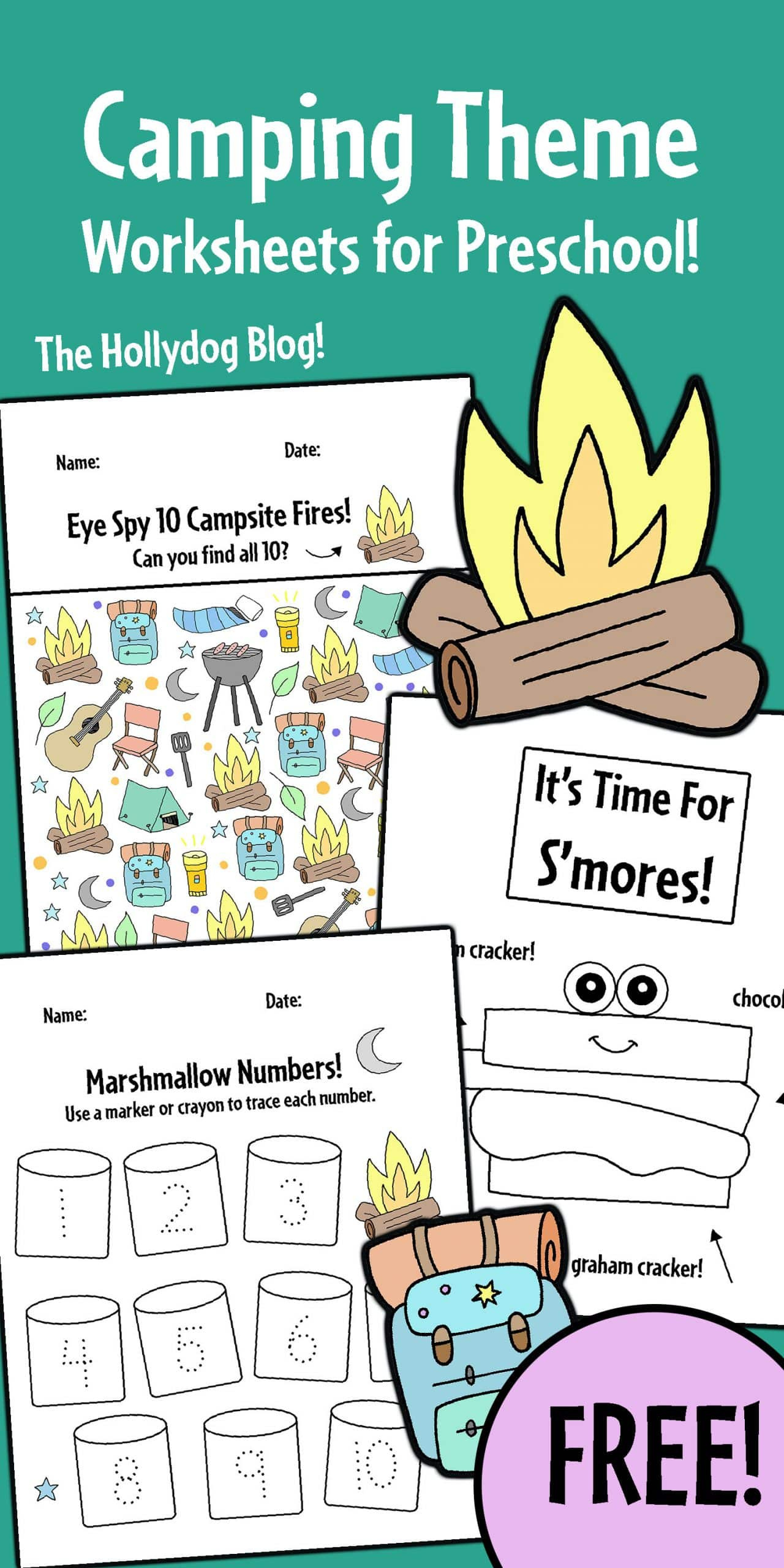 Free Preschool Camping Theme Worksheets! ⋆ The Hollydog Blog in Free Printable Camping Worksheets For Preschool