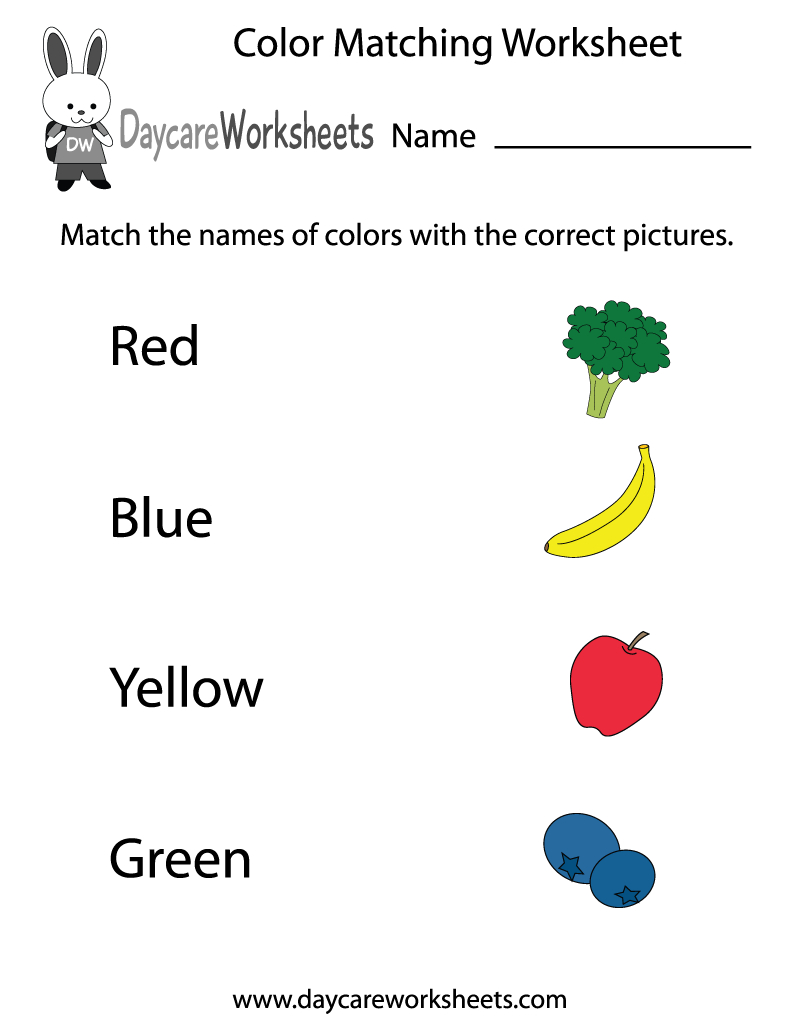 Free Preschool Color Matching Worksheet with Free Printable Matching Worksheets