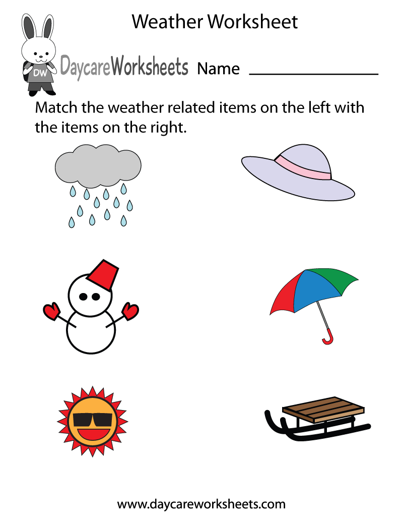 Free Preschool Weather Worksheet in Free Printable Weather Worksheets