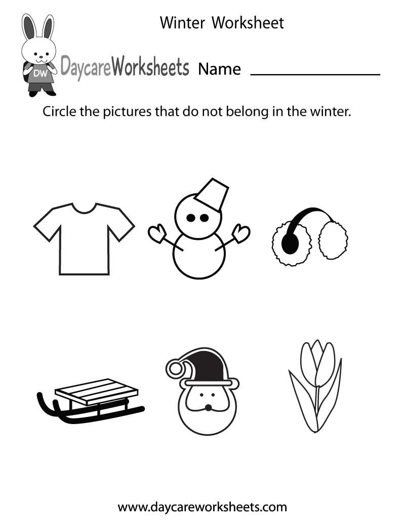 Free Preschool Winter Worksheet pertaining to Free Printable Winter Worksheets For Kindergarten