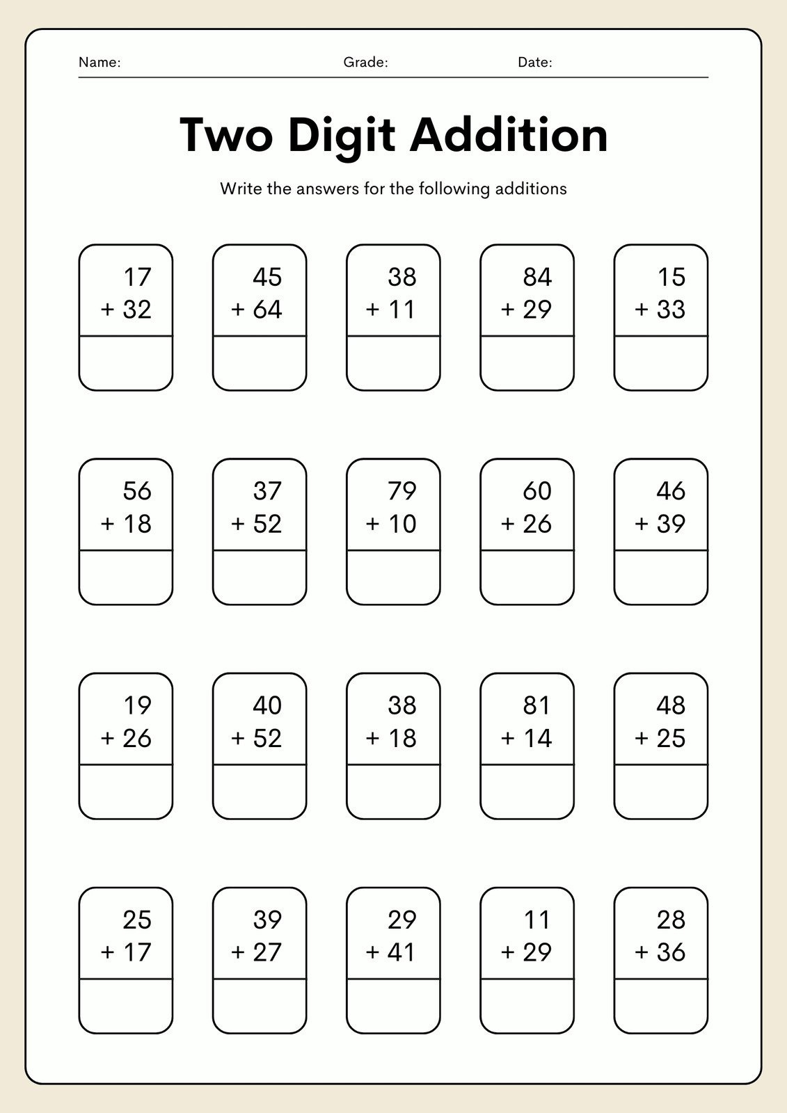 Free Printable 2Nd Grade Math Worksheets | Canva throughout Free Printable Second Grade Worksheets