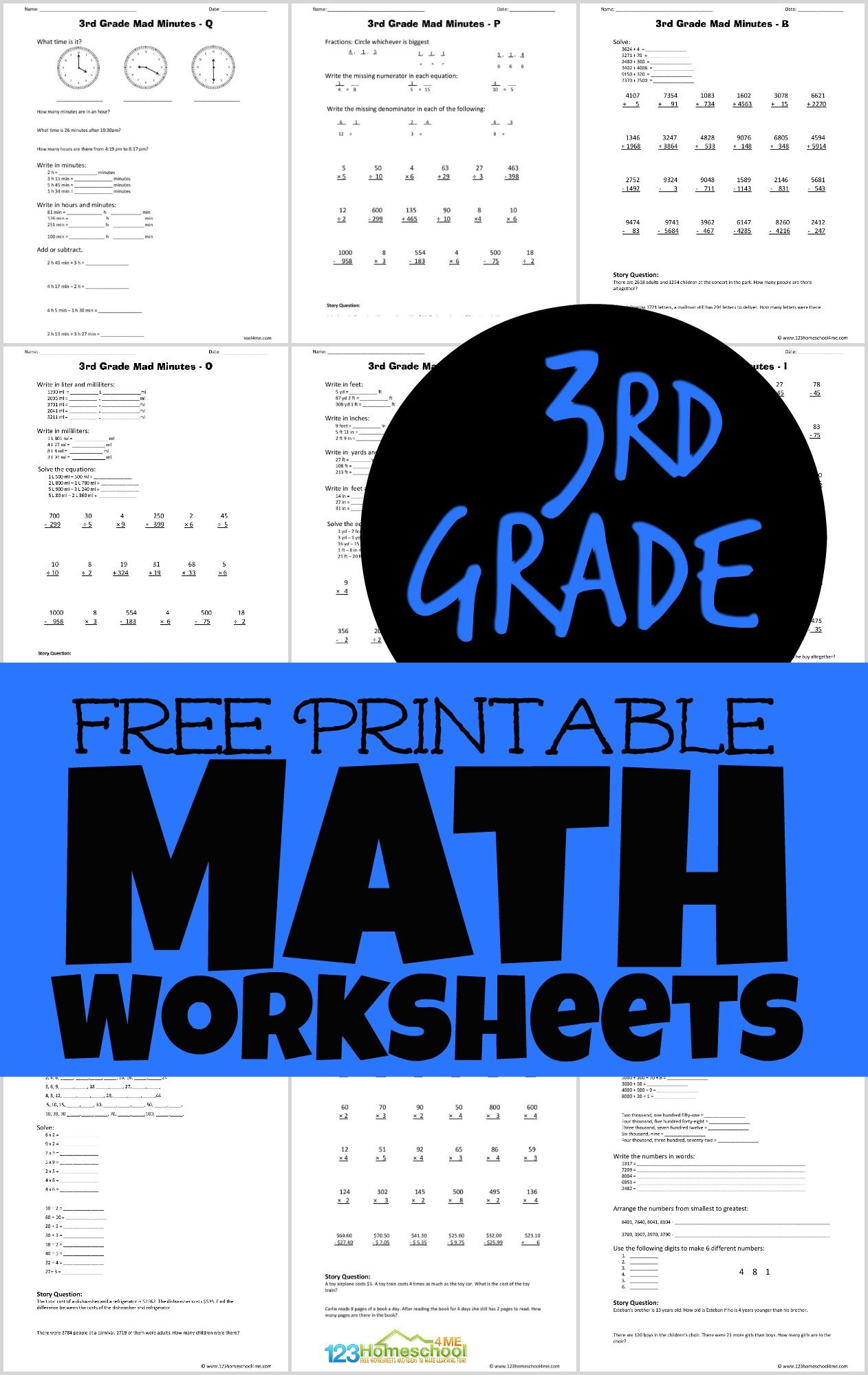 Free Printable 3Rd Grade Math Minutes Worksheets Pdf pertaining to Free Printable 3Rd Grade Math Worksheets
