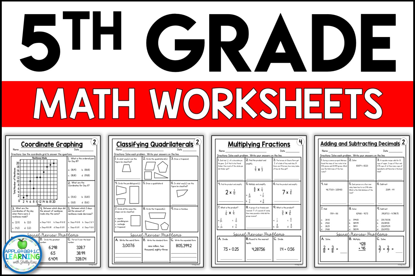Free Printable 5Th Grade Common Core Math Worksheets - Appletastic within Free Printable 5th Grade Math Worksheets