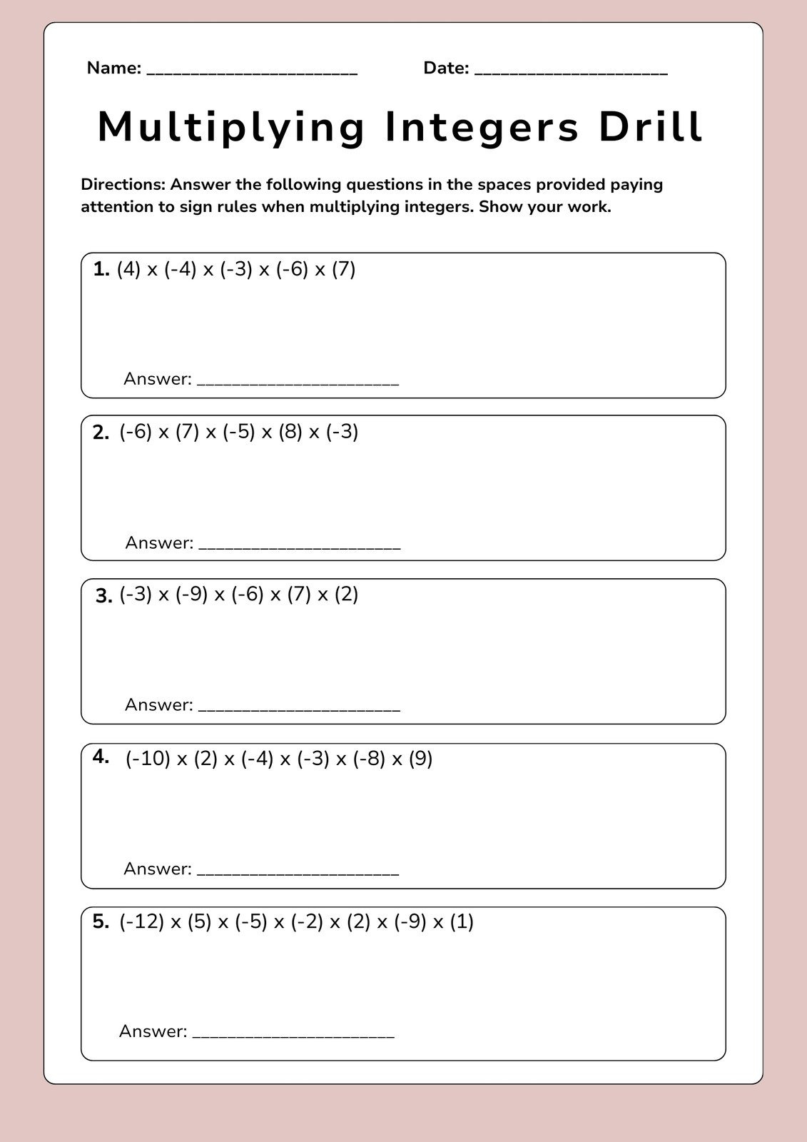 Free Printable 8Th Grade Math Worksheet Templates | Canva inside Free Printable Worksheets For 8Th Graders