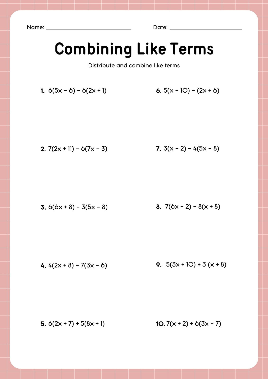 Free Printable 8Th Grade Math Worksheet Templates | Canva intended for 8th Grade Worksheets Free Printable