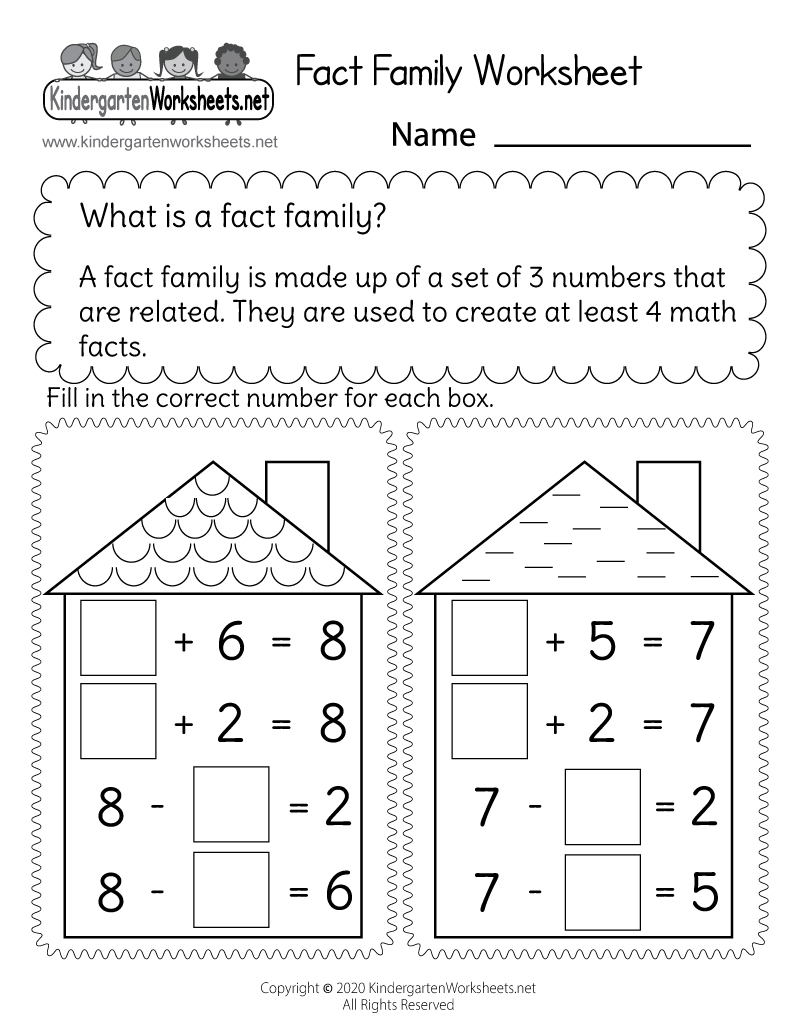 Free Printable Addition And Subtraction Fact Family Worksheet within Free Printable Fact Family Worksheets