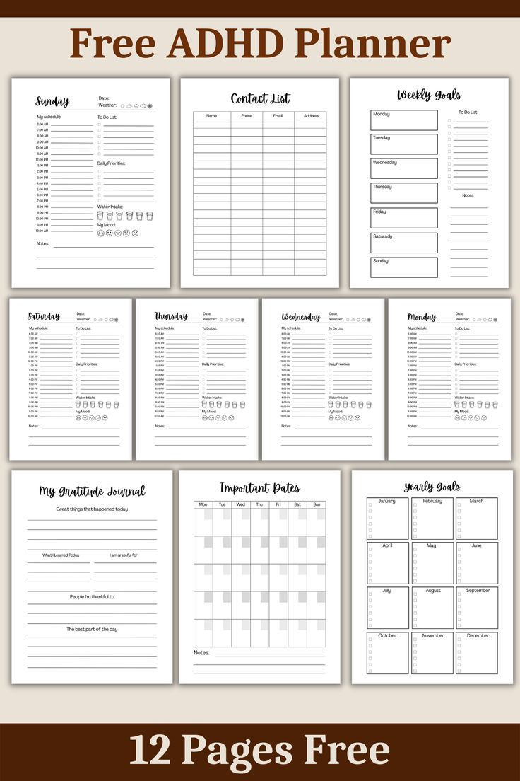 Free Printable Adhd Planner For Adults | Free Adhd Planner within Free Printable Adhd Worksheets