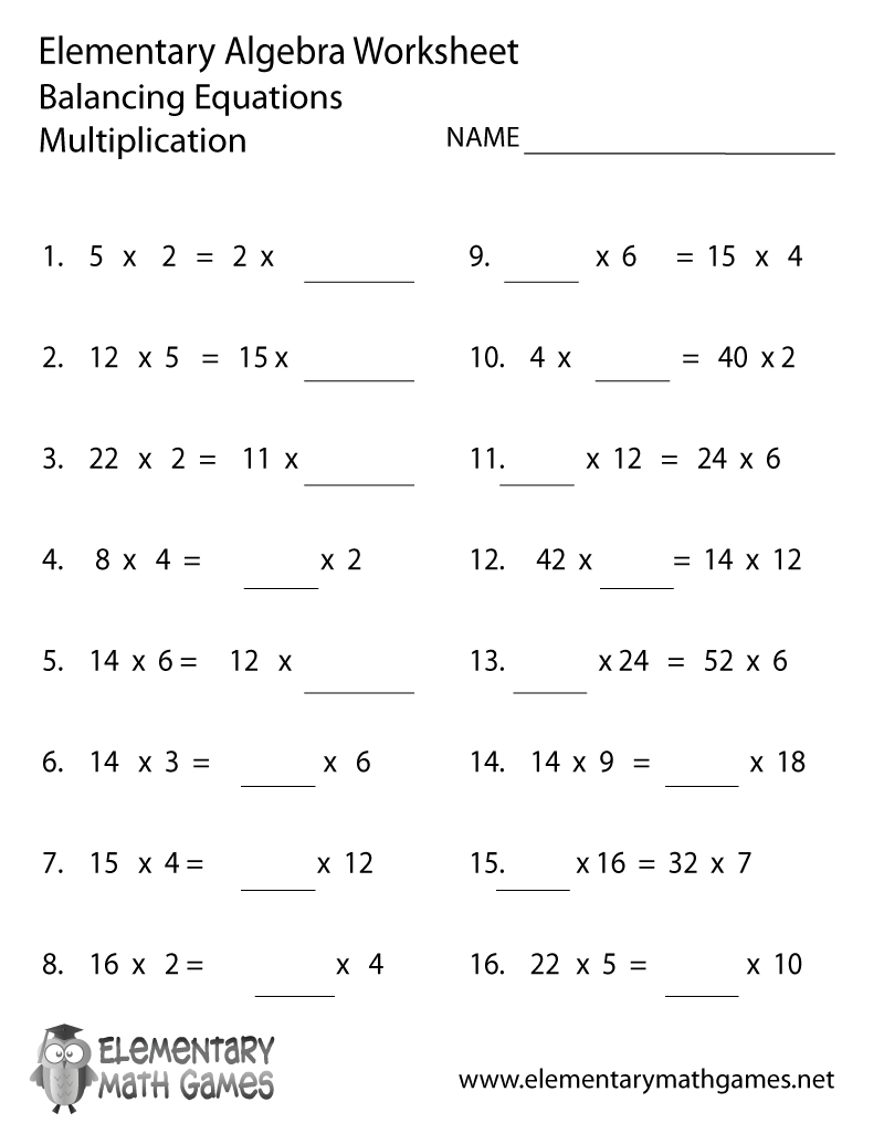 Free Printable Algebra Multiplication Worksheet within Free Printable Algebra Worksheets