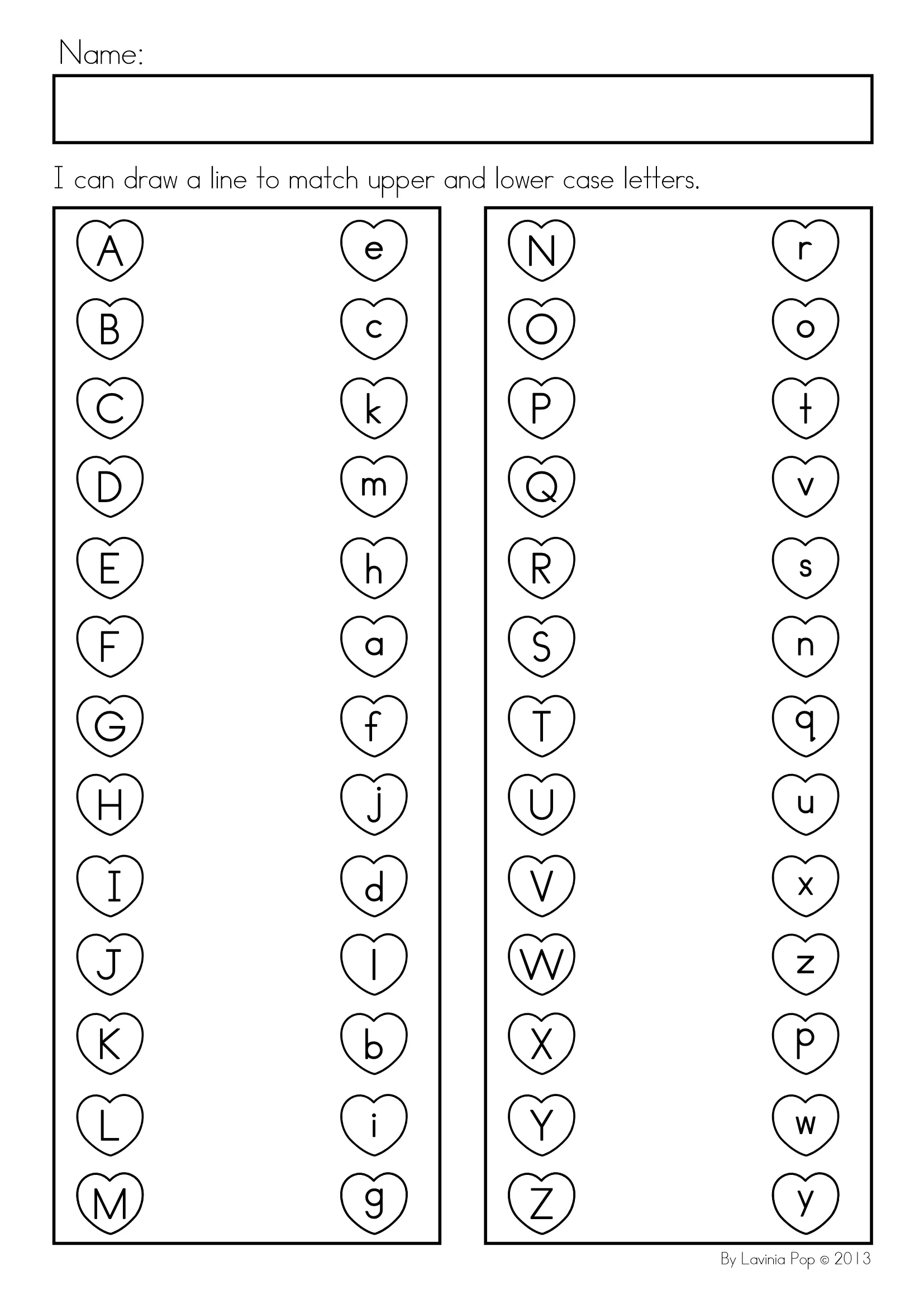 Free Printable Alphabet Activity: Valentine&amp;#039;S Day Letter Match pertaining to Free Printable Letter Matching Worksheets