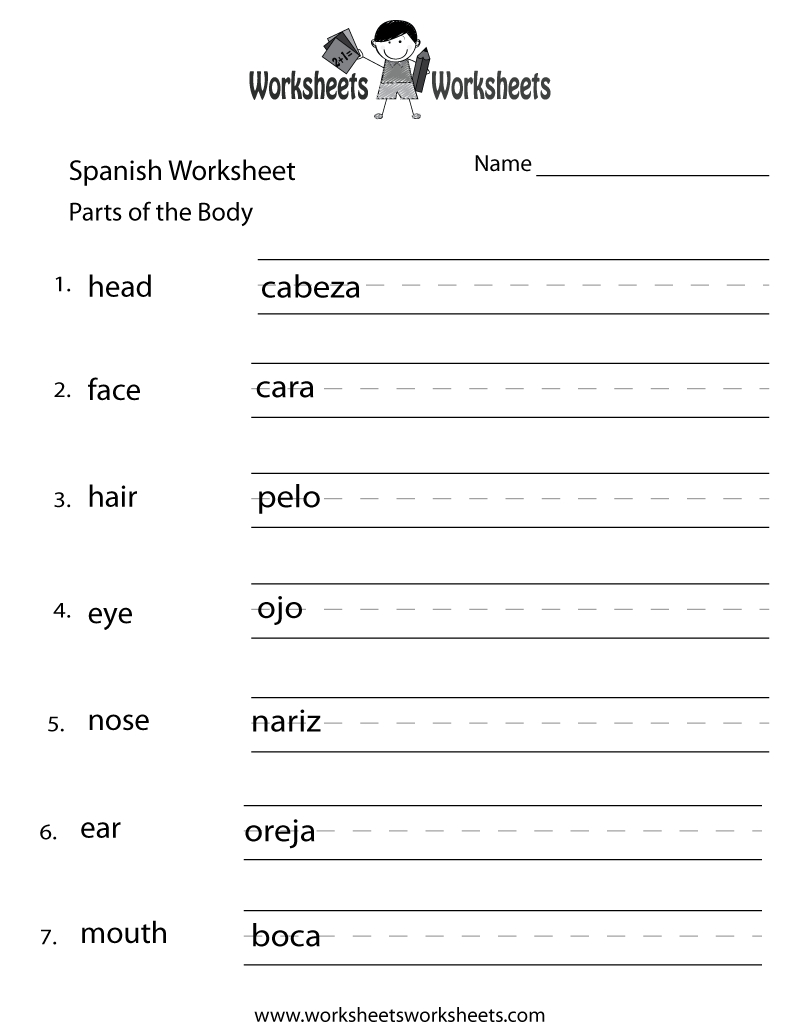 Free Printable Beginning Spanish Worksheet for Free Spanish Printable Worksheets