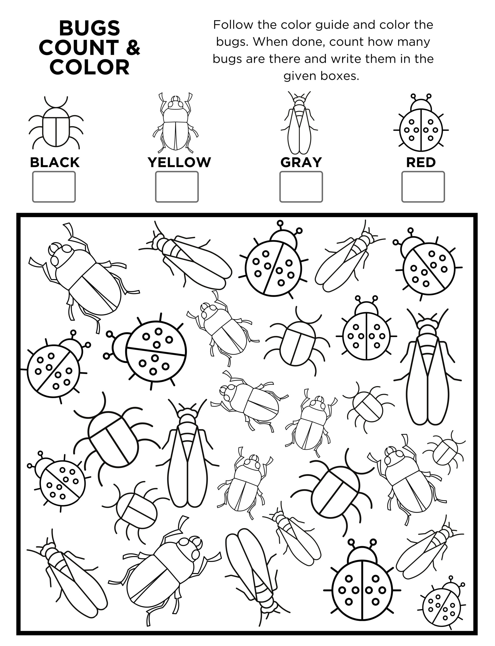 Free Printable: Bugs I Spy Count And Color Activity Page For Kids inside Free Printable Bug Worksheets