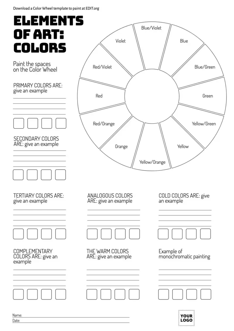 Free Printable Color Wheel Templates with Free Printable Color Wheel Worksheets