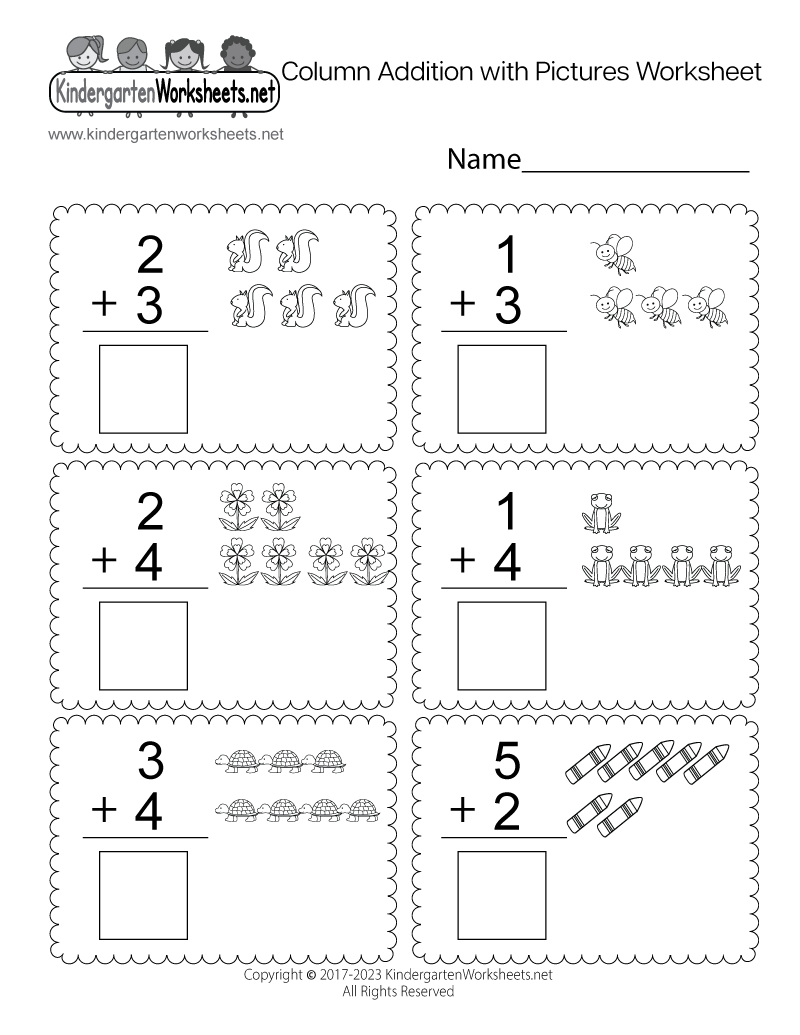 Free Printable Column Addition With Pictures Worksheet throughout Free Printable Adding Worksheets