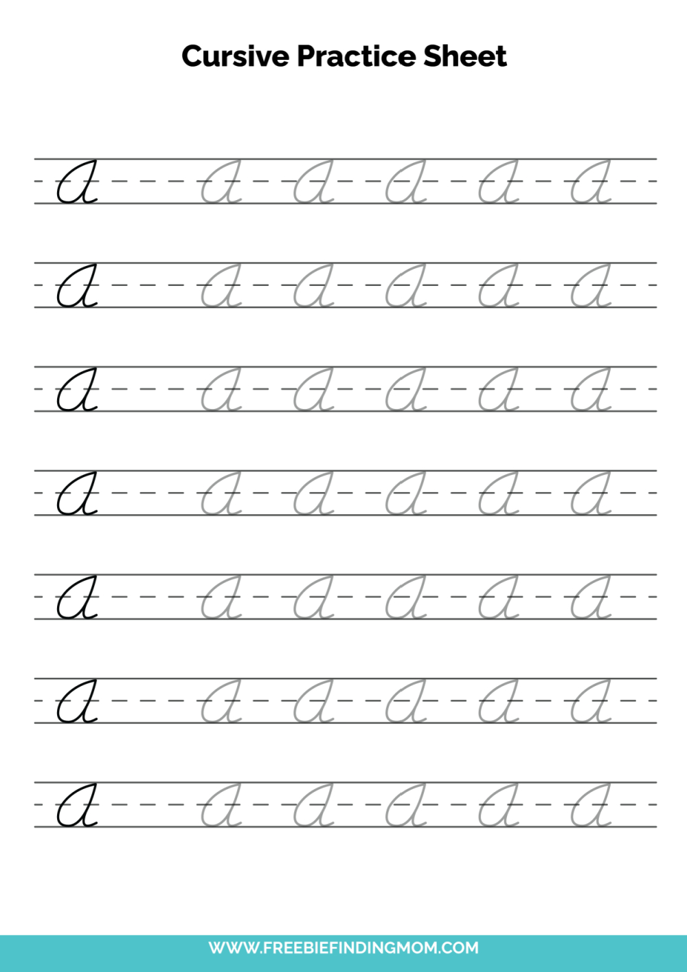 Free Printable Cursive Alphabet Practice Sheets: Capital A inside Free Cursive Writing Worksheets Printable