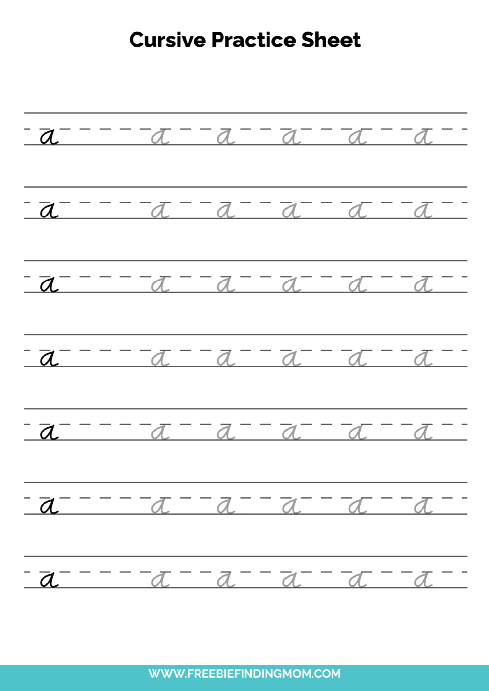 Free Printable Cursive Alphabet Practice Sheets: Lowercase A pertaining to Free Cursive Worksheets Printable