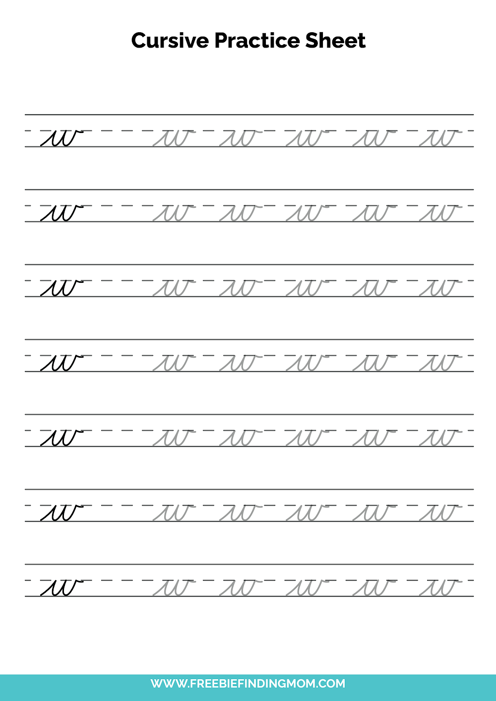 Free Printable Cursive Alphabet Practice Sheets: Lowercase W with regard to Free Printable Cursive Practice Worksheets