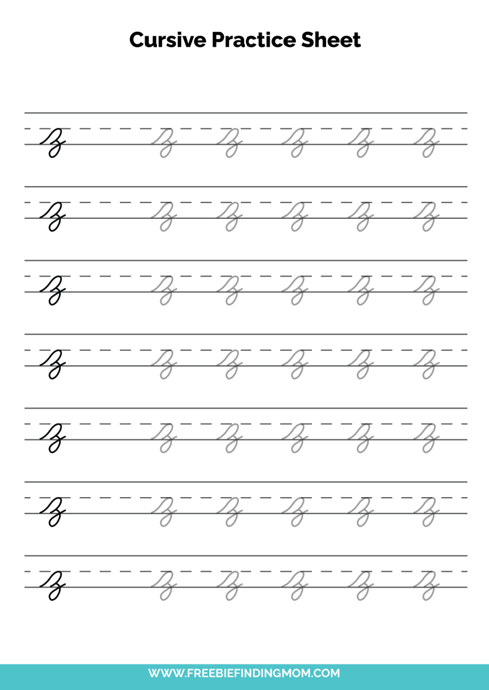 Free Printable Cursive Alphabet Practice Sheets: Lowercase Z in Cursive Handwriting Worksheets Free Printable