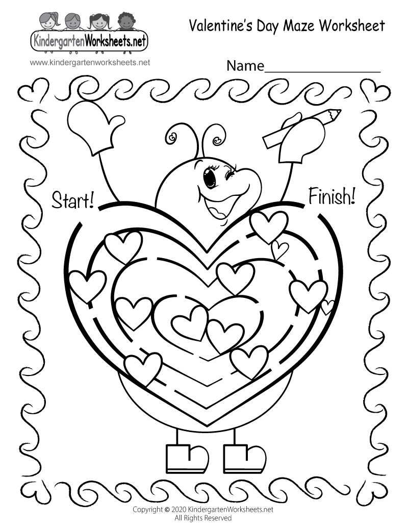 Free Printable Fun Valentines Day Maze Worksheet - Worksheets Library for Free Printable Valentine&amp;#039;S Day Worksheets For Kindergarten