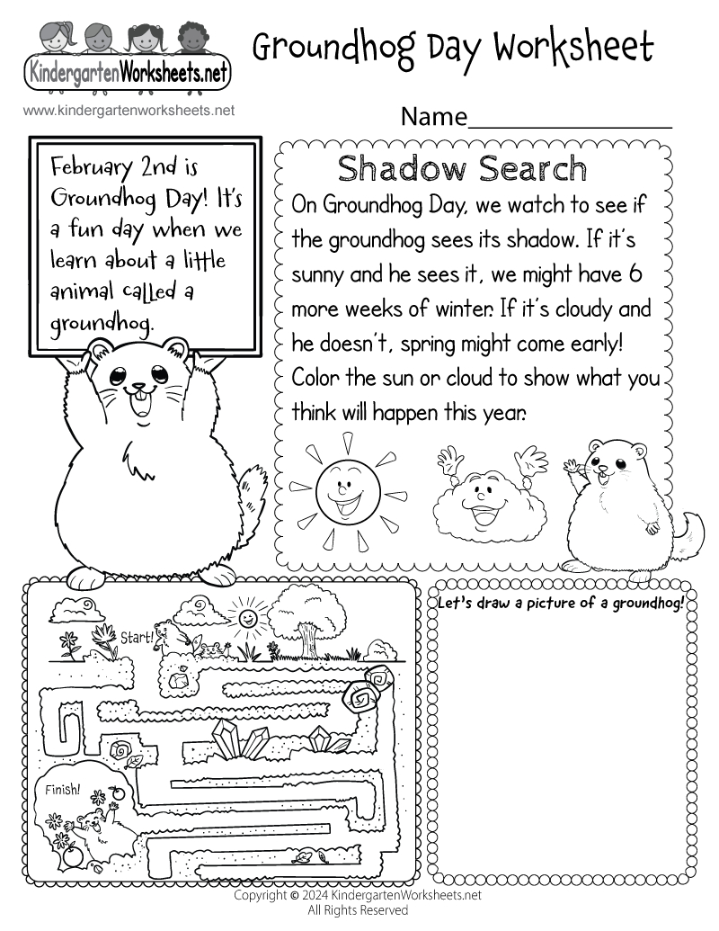 Free Printable Groundhog Day Worksheet pertaining to Free Printable Groundhog Day Worksheets