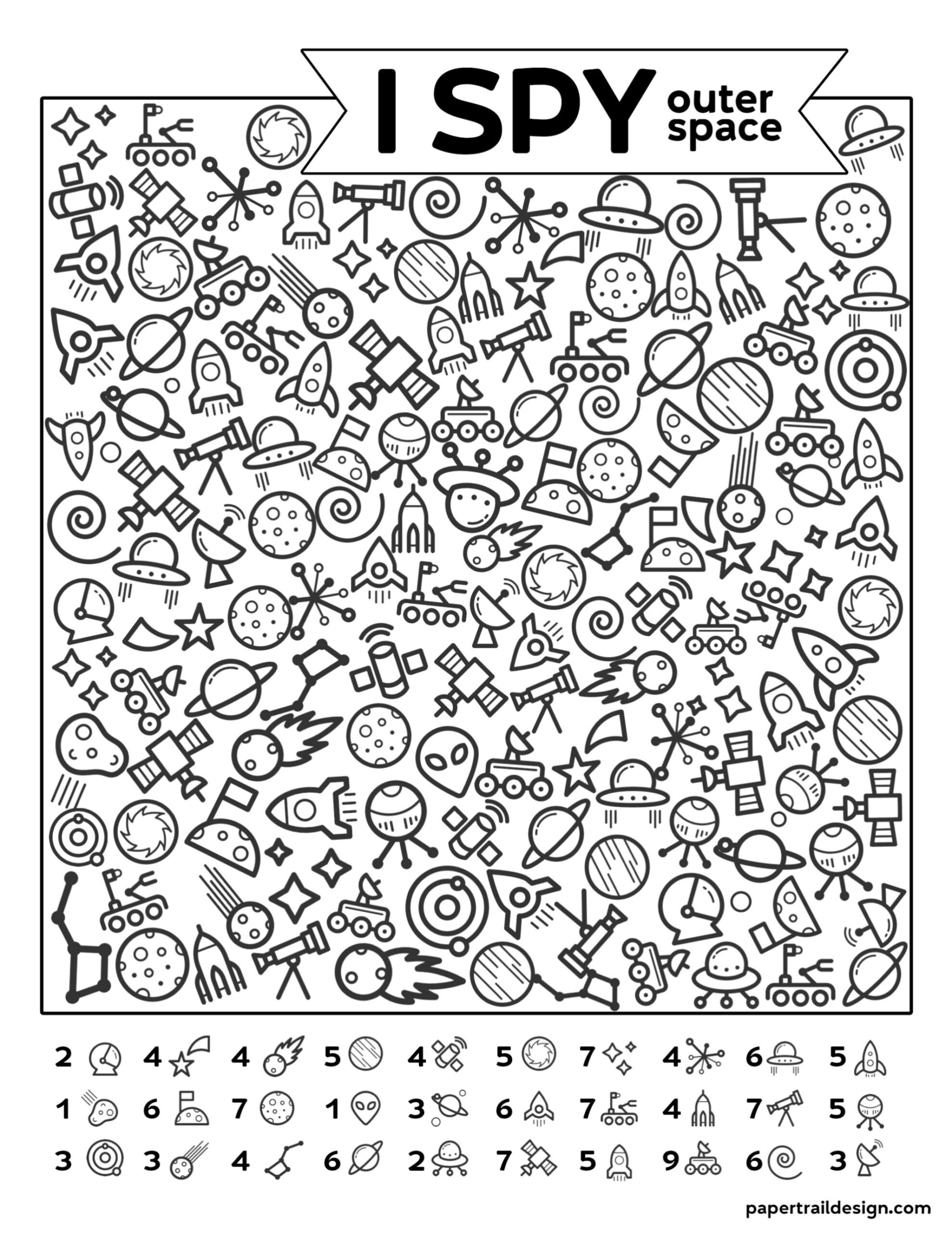 Free Printable I Spy Outer Space Game - Paper Trail Design for I Spy Worksheets Free Printable