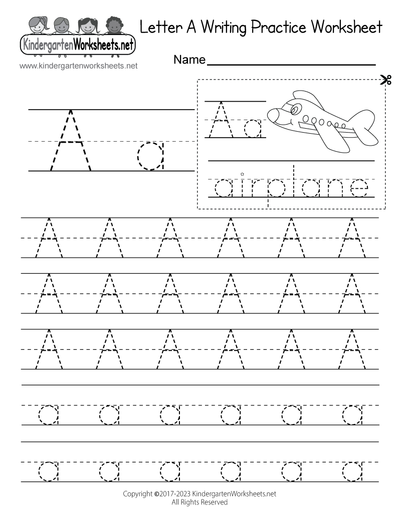 Free Printable Letter A Writing Practice Worksheet for Kindergarten Writing Worksheets Free Printable