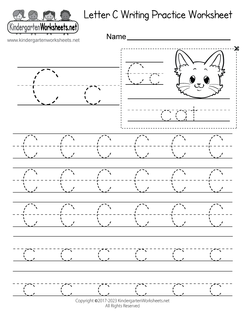 Free Printable Letter C Writing Practice Worksheet within Free Printable Letter C Worksheets