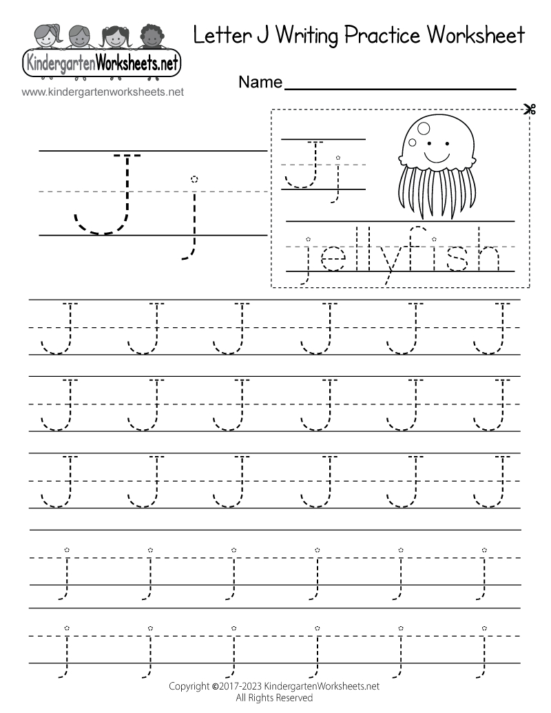 Free Printable Letter J Writing Practice Worksheet intended for Free Printable Letter J Worksheets