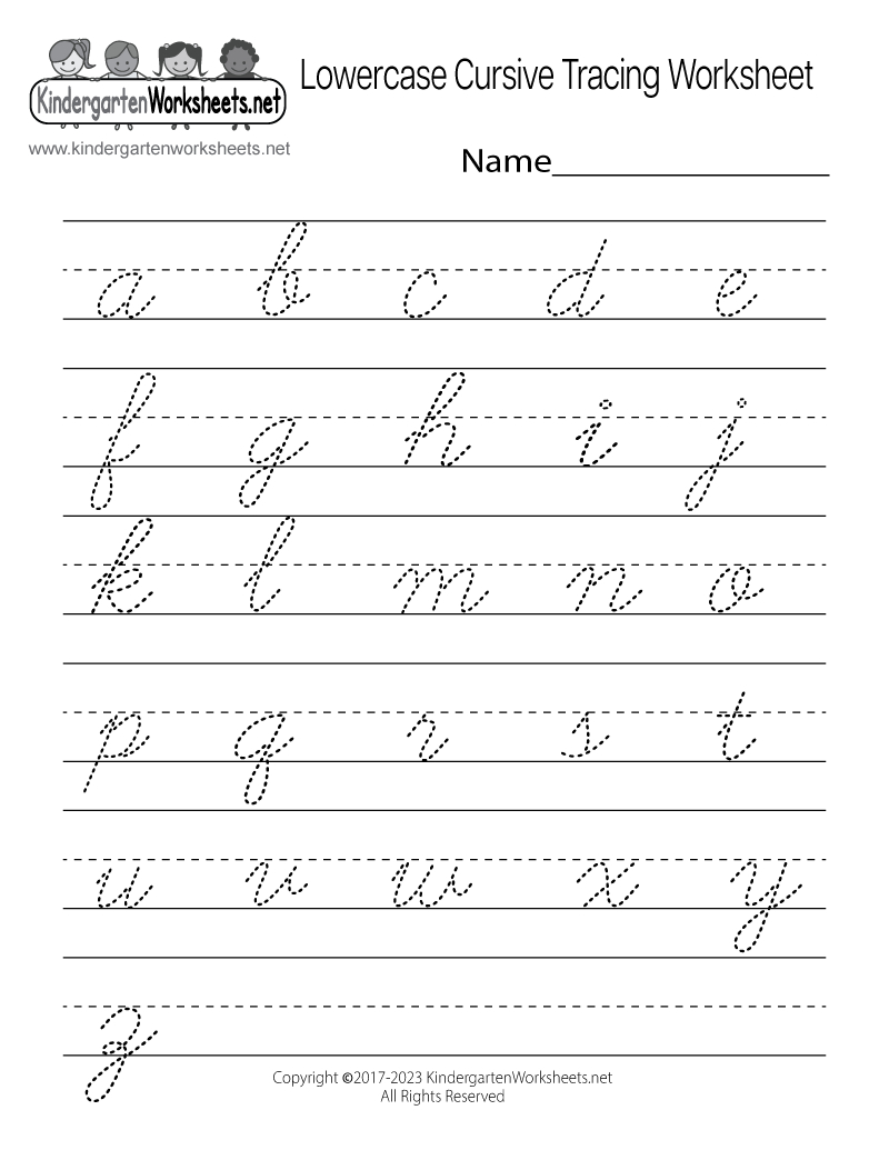 Free Printable Lowercase Cursive Tracing Worksheet in Free Printable Cursive Tracing Worksheets
