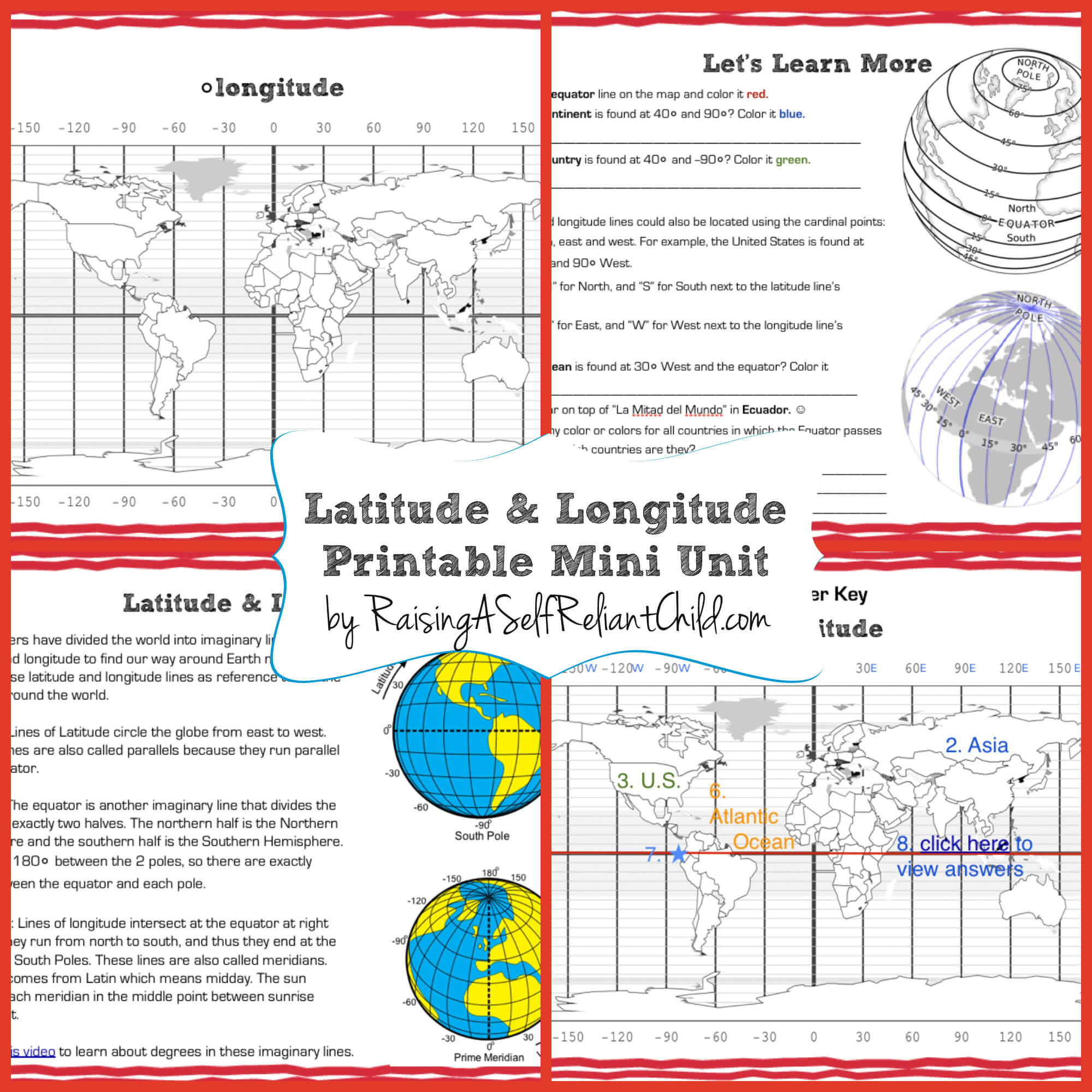 Free Printable Mini Unit Latitude And Longitude For Kids with Latitude And Longitude Free Printable Worksheets