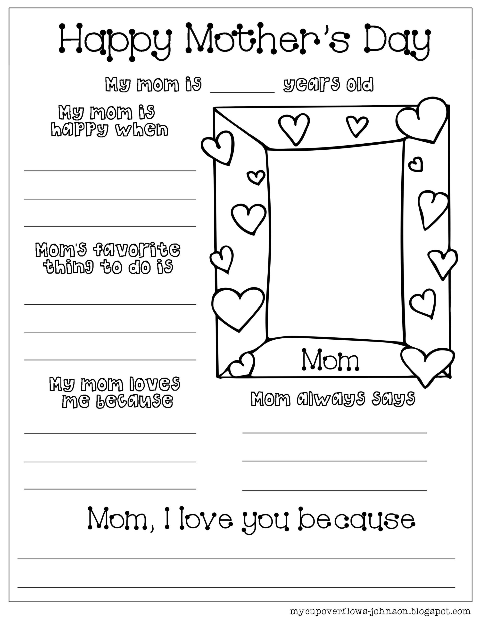 Free Printable Mothers Day Fill In The Blank Poem - Printable regarding Mother&amp;amp;#039;s Day Fill in the Blank Worksheets Free Printable