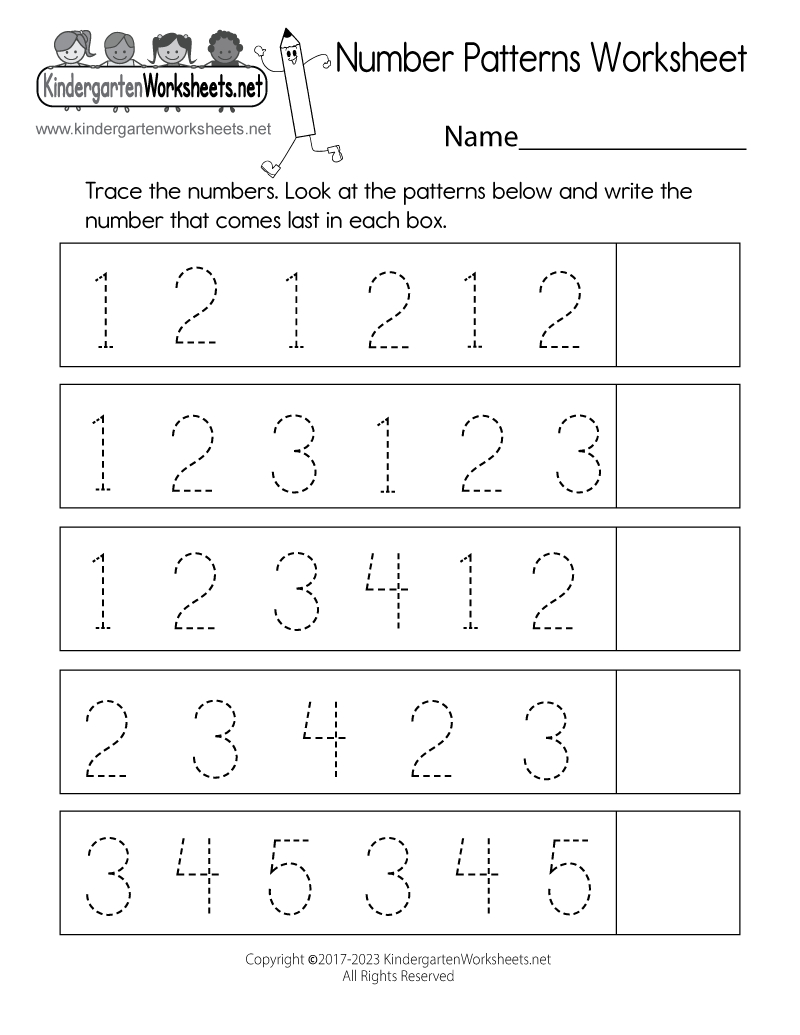 Free Printable Number Patterns Worksheet inside Free Printable Patterns Worksheets For Kindergarten