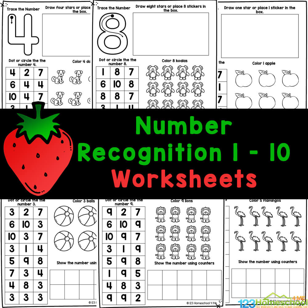 Free Printable Number Recognition 1-10 Worksheets For Preschool pertaining to Free Printable Number Recognition Worksheets