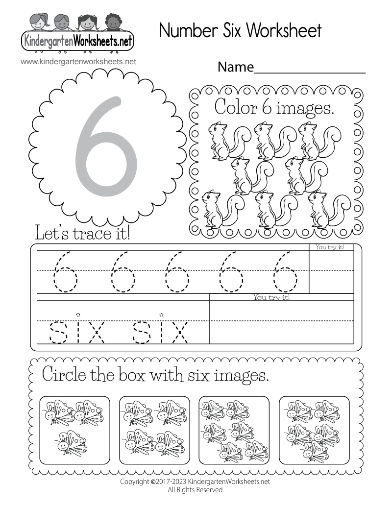 Free Printable Number Six Worksheet within Free Printable Number Worksheets