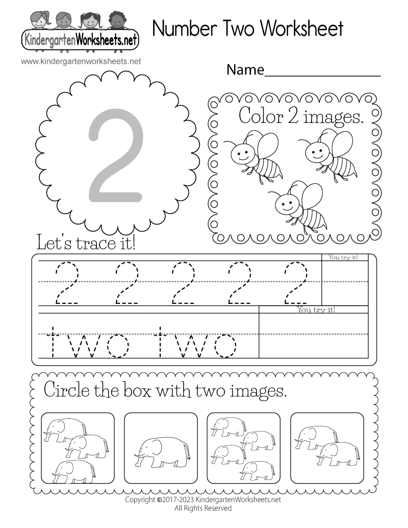 Free Printable Number Two Worksheet regarding Free Printable Number 2 Worksheets
