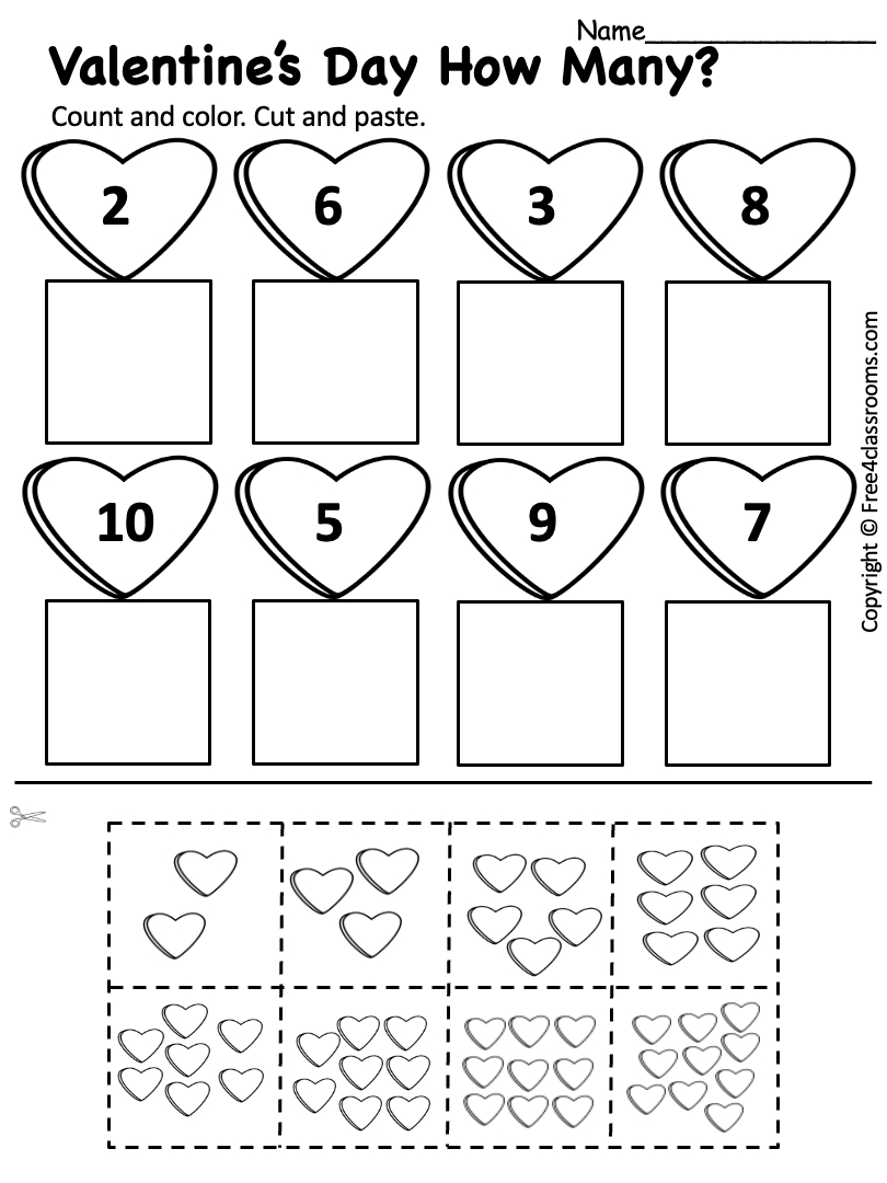Free Printable Preschool Worksheet - Valentines Day Cut And Paste with regard to Free Printable Valentine&amp;#039;S Day Worksheets For Kindergarten