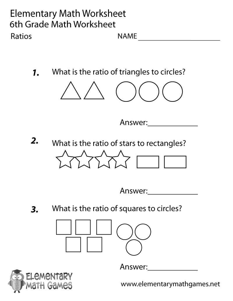 Free Printable Ratios Worksheet For Sixth Grade throughout 6Th Grade Free Printable Worksheets