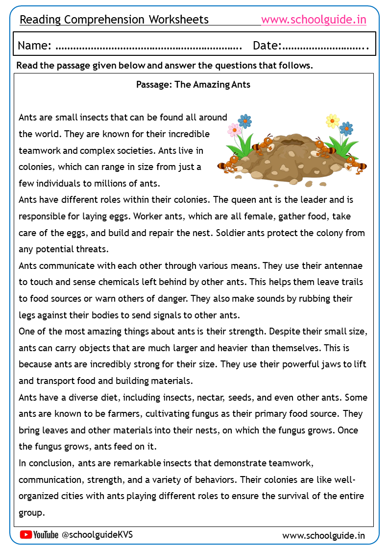 Free Printable Reading Comprehension Worksheets in Comprehension Worksheets Free Printable