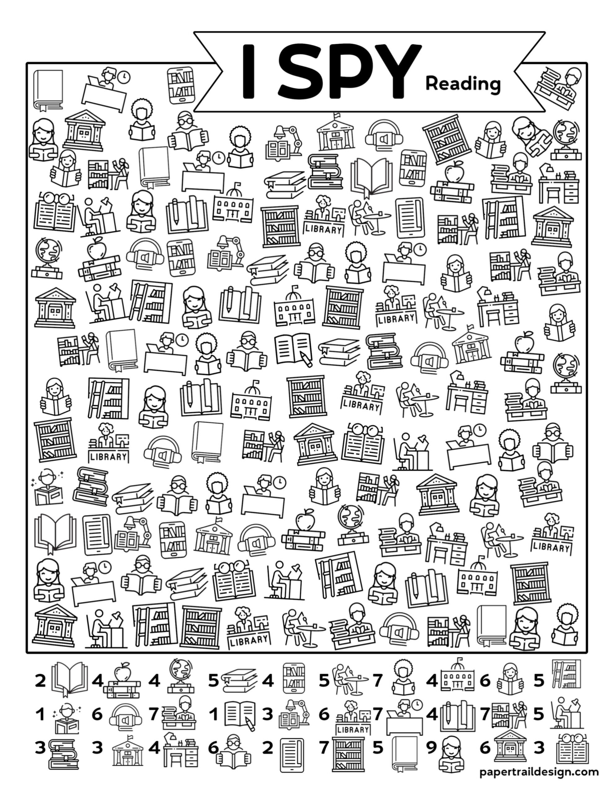 Free Printable Reading I Spy Activity - Paper Trail Design regarding Free Printable Library Worksheets