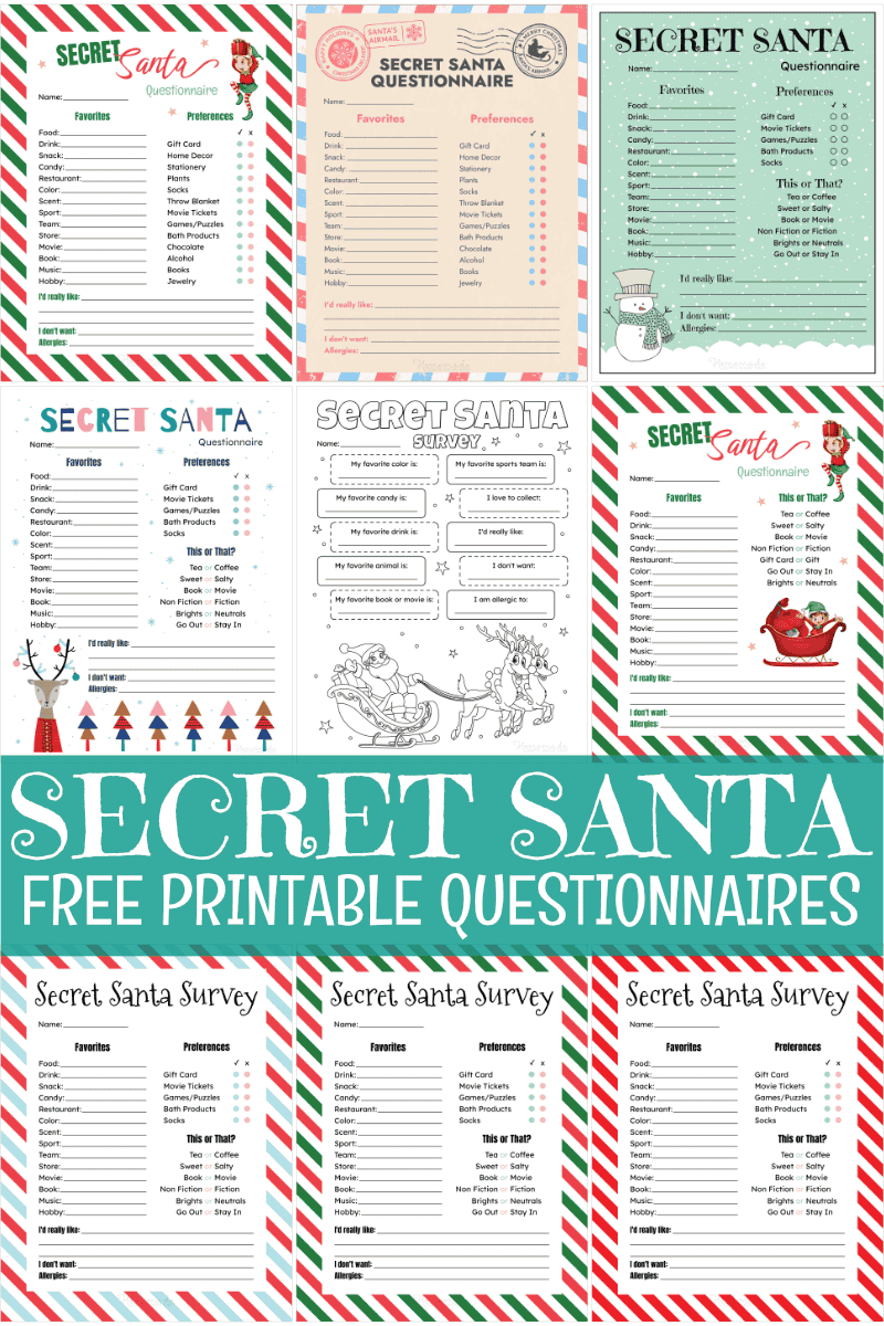 Free Printable Secret Santa Form intended for Free Printable Secret Santa Worksheets