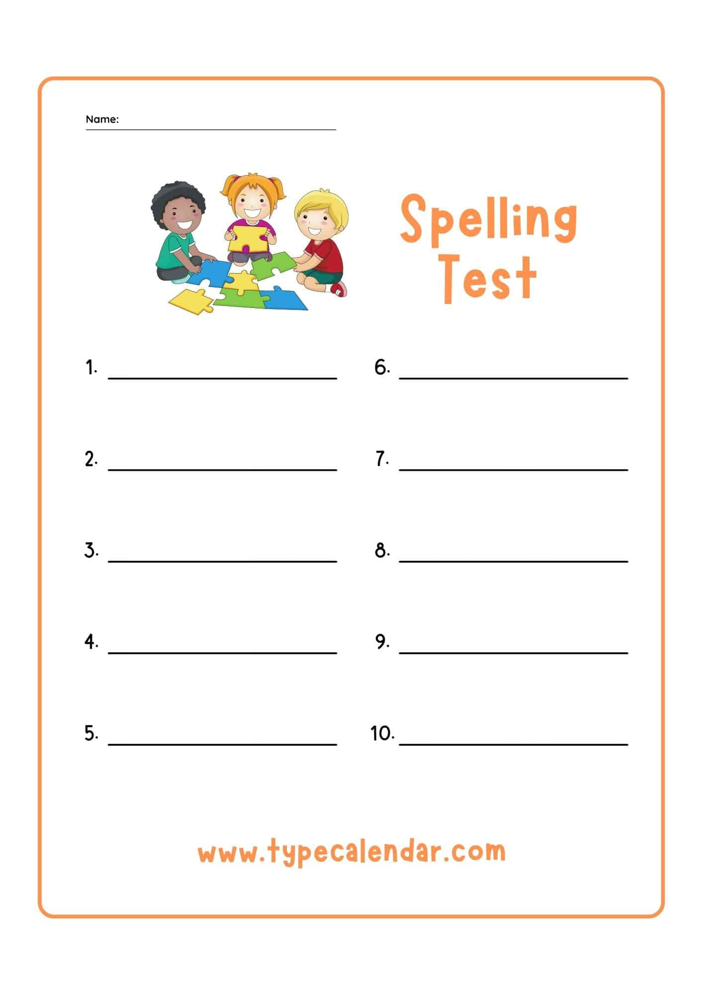Free Printable Spelling Test Templates [Pdf] 10, 15, 20, 25 Words inside Free Printable Blank Spelling Worksheets